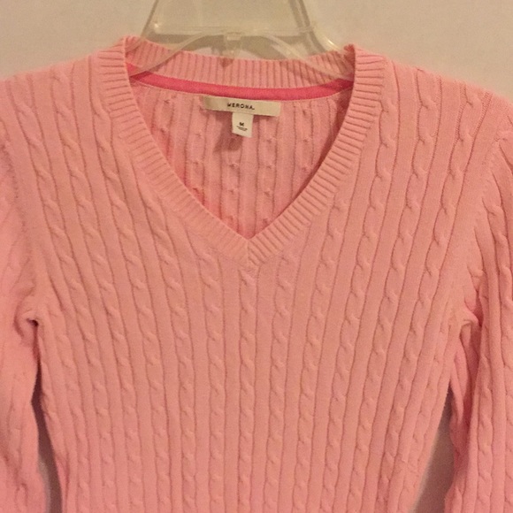 Pink Merona V-Neck Cable Sweater - Picture 3 of 4